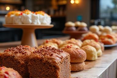 Pasteles caseros en el mostrador